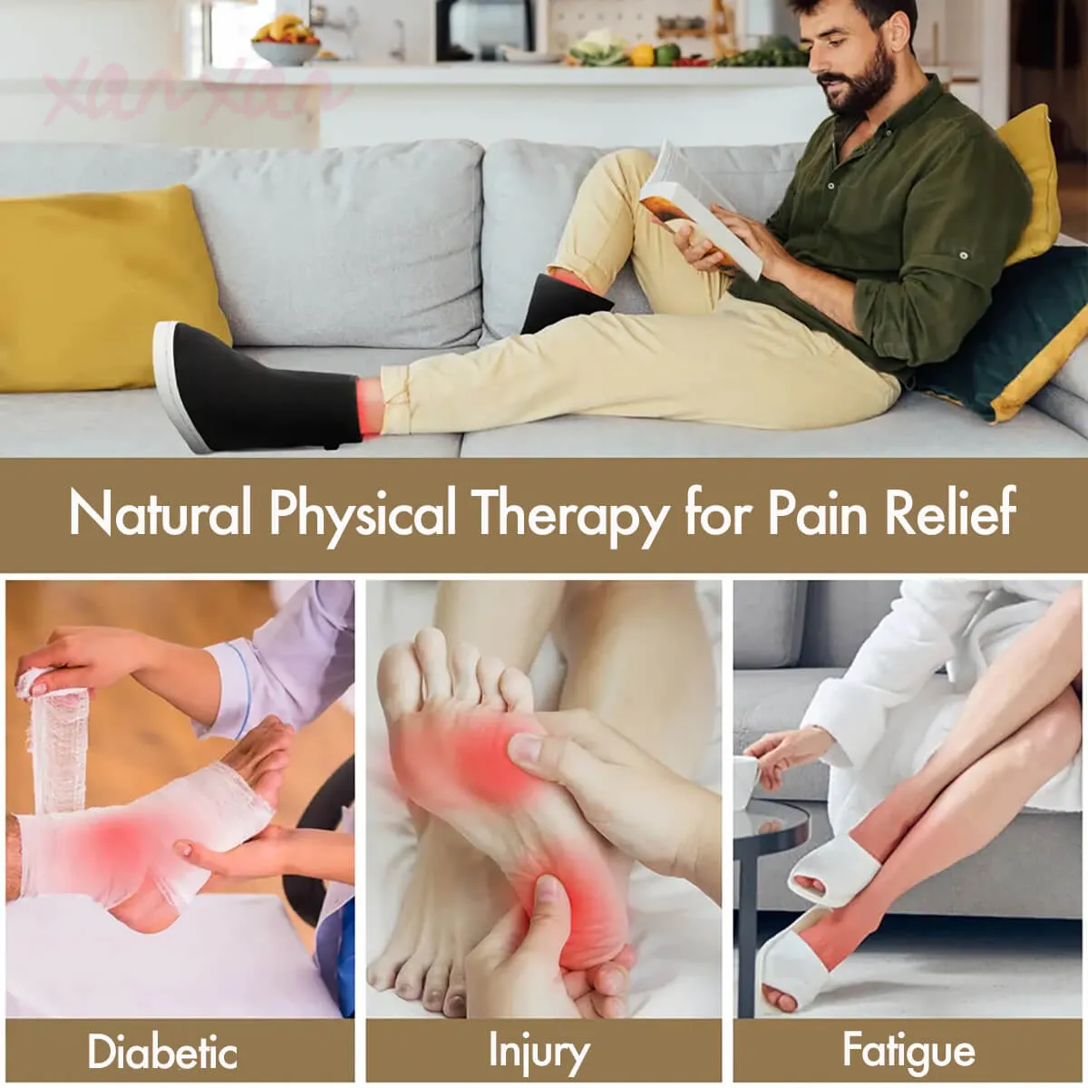 FDA-Cleared Red Light Therapy Boot, Infrared Therapy Shoe for Foot Ankle Neuropathy Pain Relief 660nm 850nm at Home