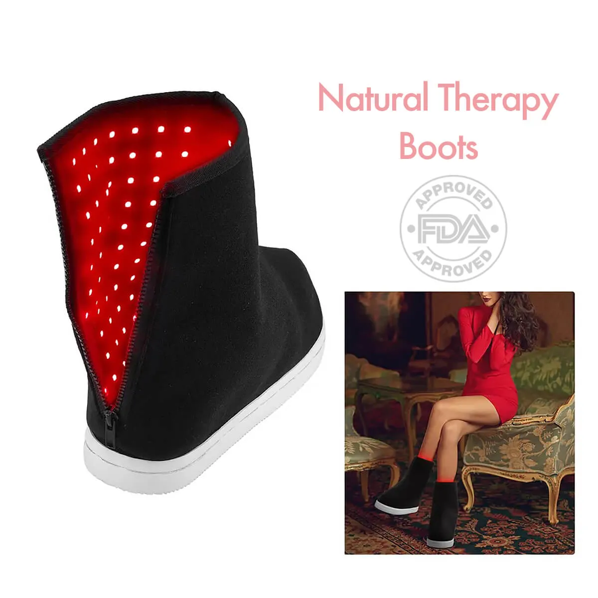 FDA-Cleared Red Light Therapy Boot, Infrared Therapy Shoe for Foot Ankle Neuropathy Pain Relief 660nm 850nm at Home