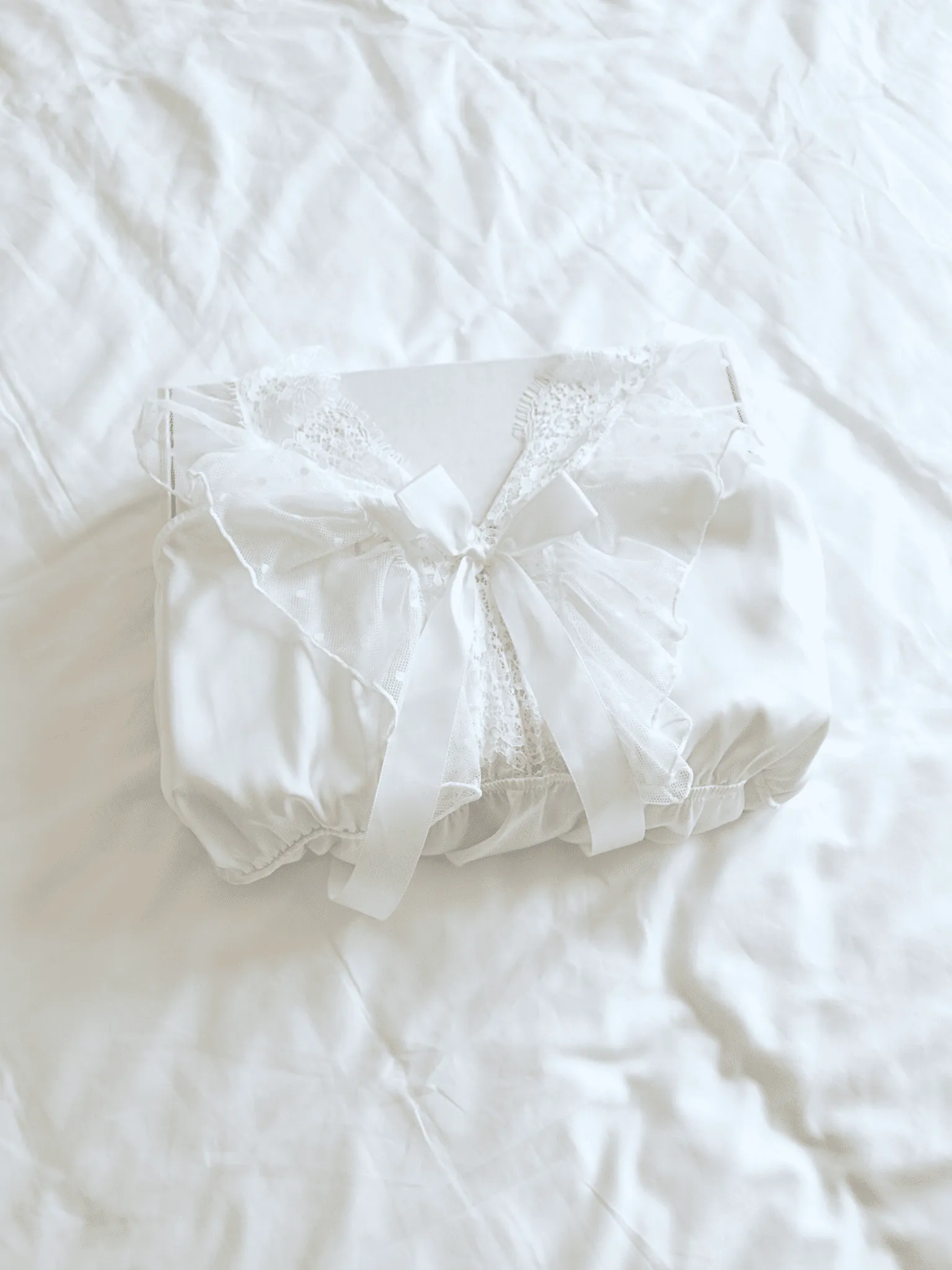 Feminine White Satin Night Gown