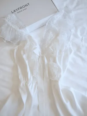 Feminine White Satin Night Gown