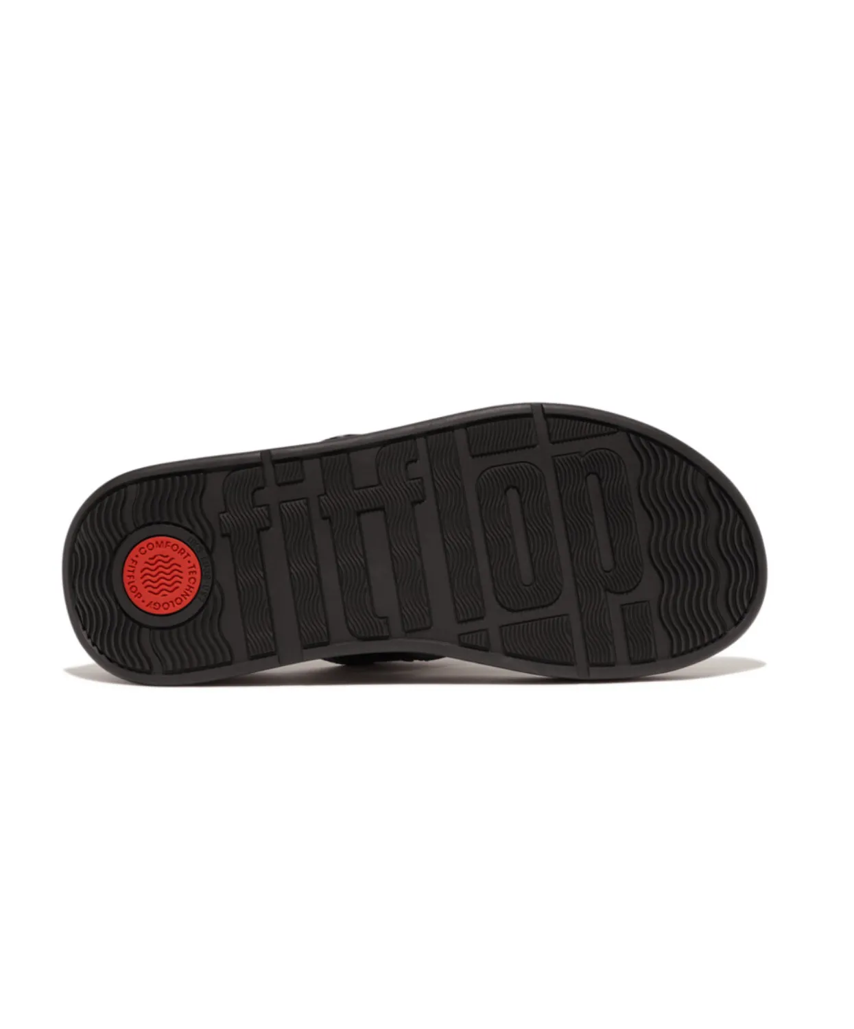 Fitflop F-Mode Buckle Stud Leather Flatform Toe Post Black