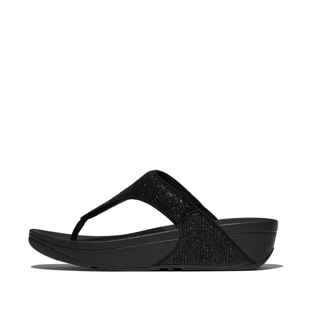 FitFlop Lulu Crinkled Shimmer Sandals - Metallic Black