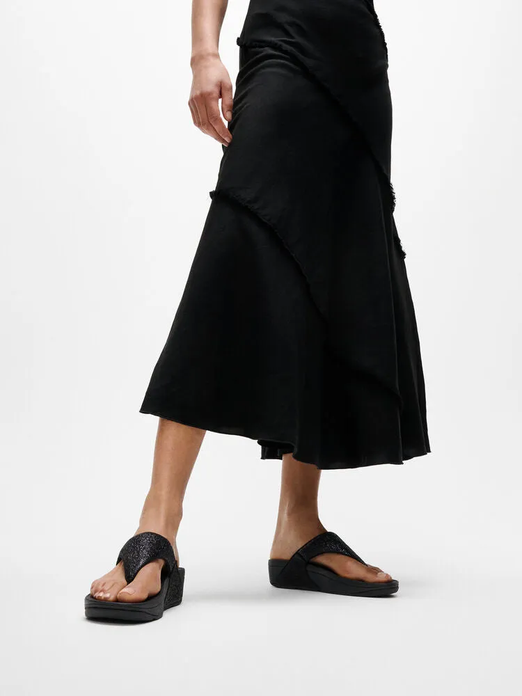 FitFlop Lulu Crinkled Shimmer Sandals - Metallic Black