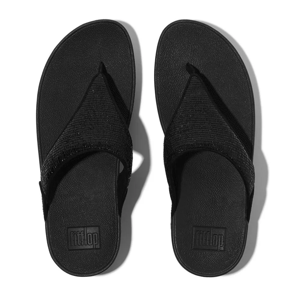 FitFlop Lulu Crinkled Shimmer Sandals - Metallic Black