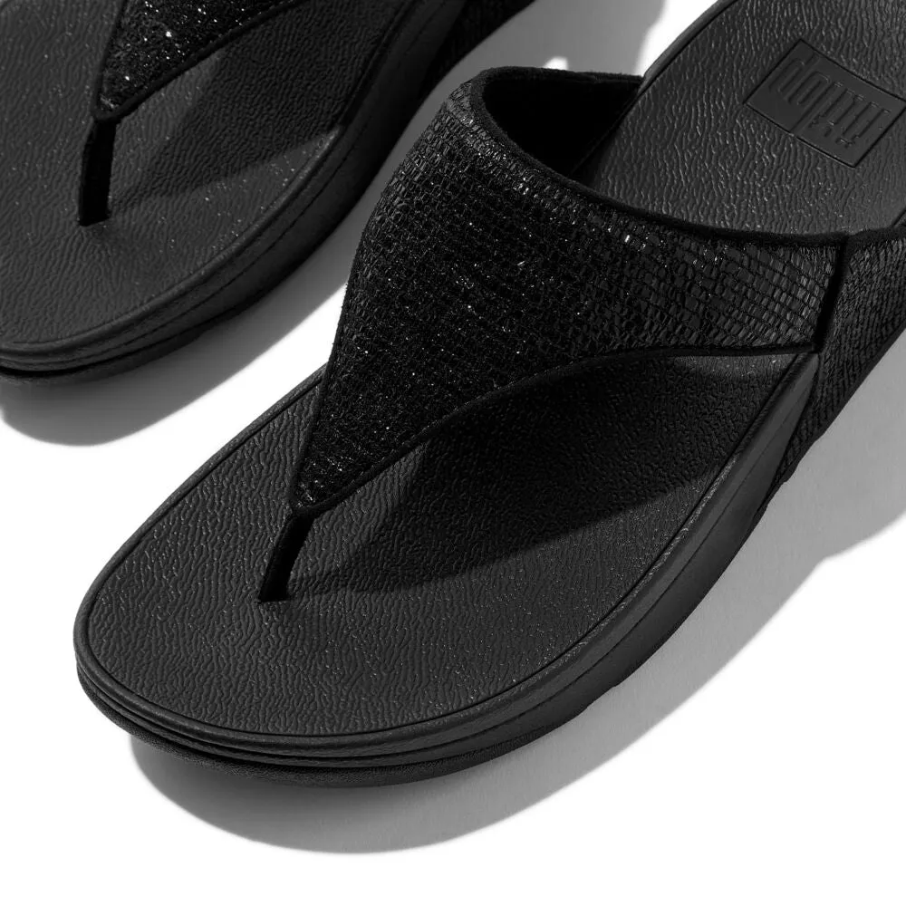FitFlop Lulu Crinkled Shimmer Sandals - Metallic Black