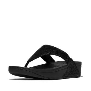 FitFlop Lulu Crinkled Shimmer Sandals - Metallic Black