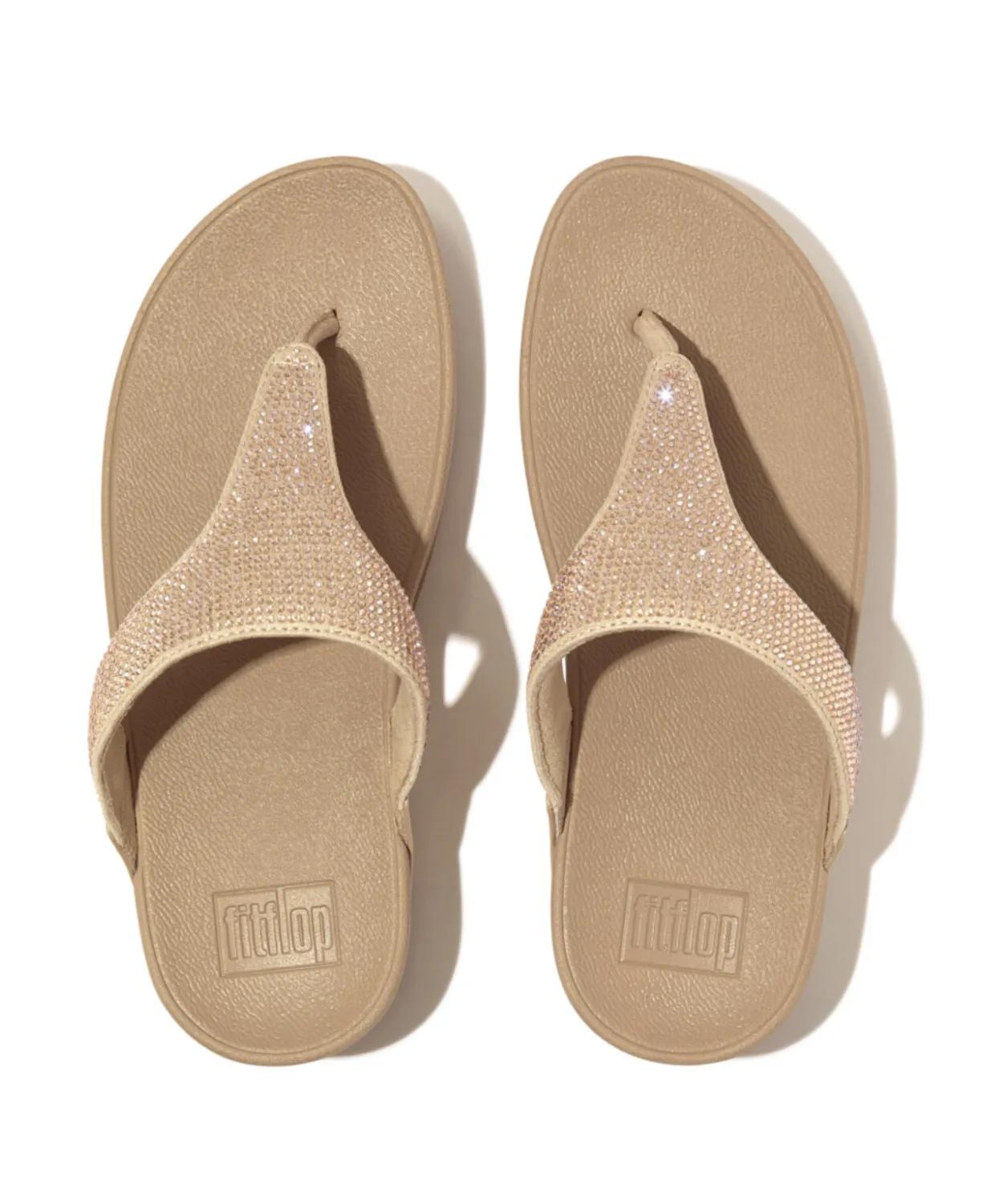 Fitflop Lulu Crystal Embellished Toe Post Latte Beige