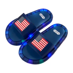 Flag Light Up Sandal Slides | S/M