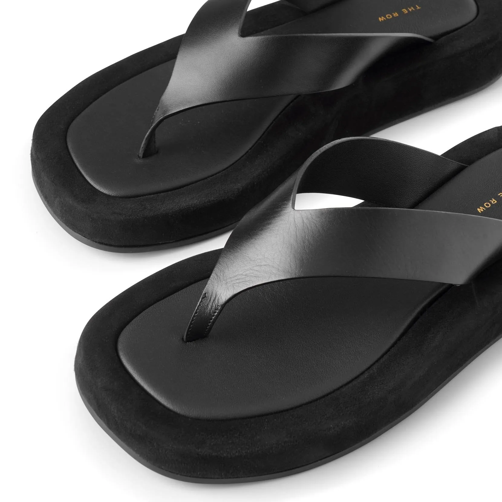 Ginza leather and suede platform flip flops