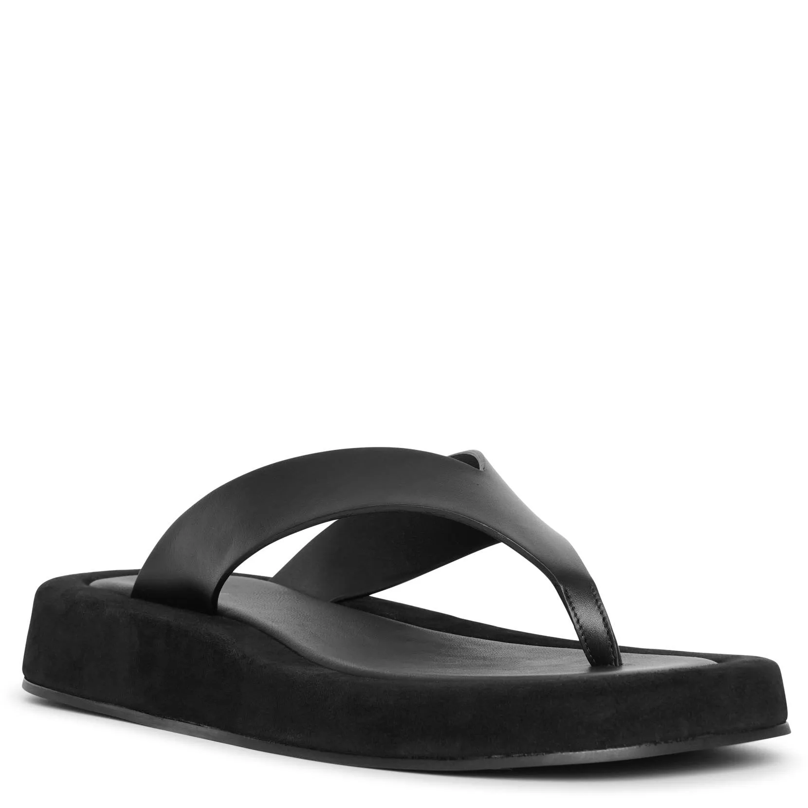 Ginza leather and suede platform flip flops