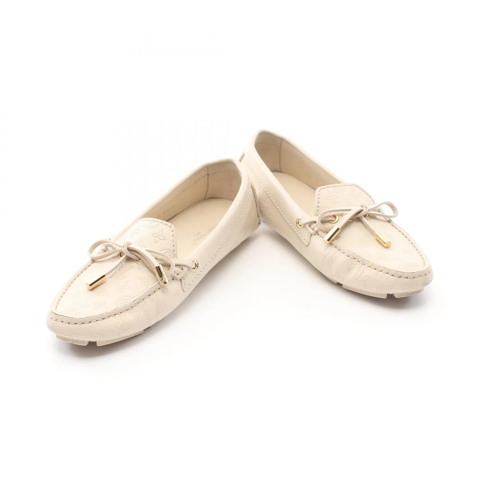 Gloria Loafers Monogram mahina Loafers Driving shoes Leather Light beige
