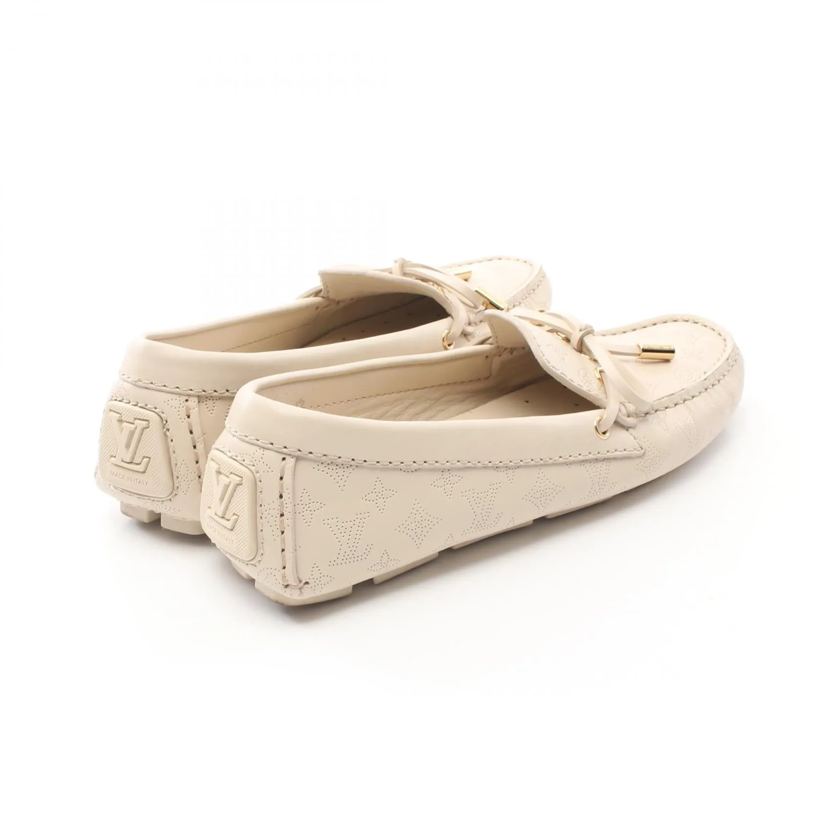 Gloria Loafers Monogram mahina Loafers Driving shoes Leather Light beige