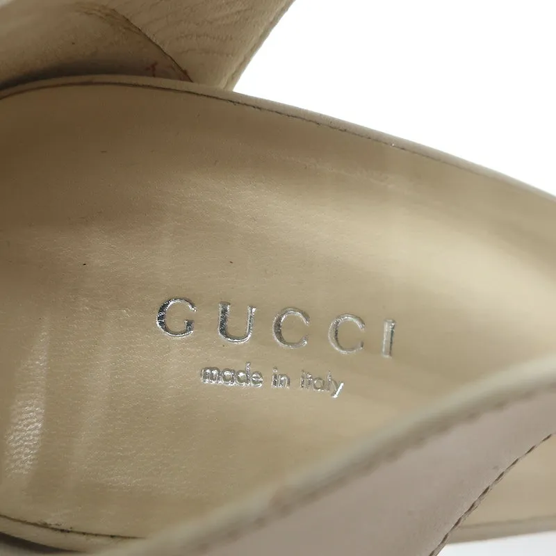 Gucci Platform Cage Sandals Cream Leather Size 40.5 Open Toe Heels