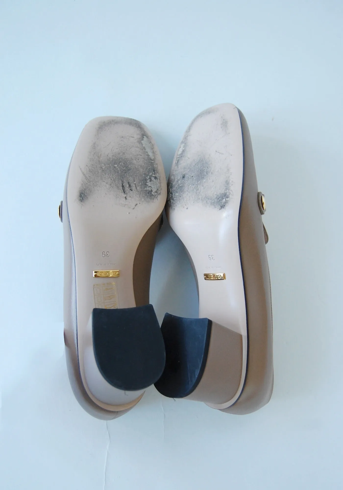 Gucci Tan Heeled Loafers | Size: 39