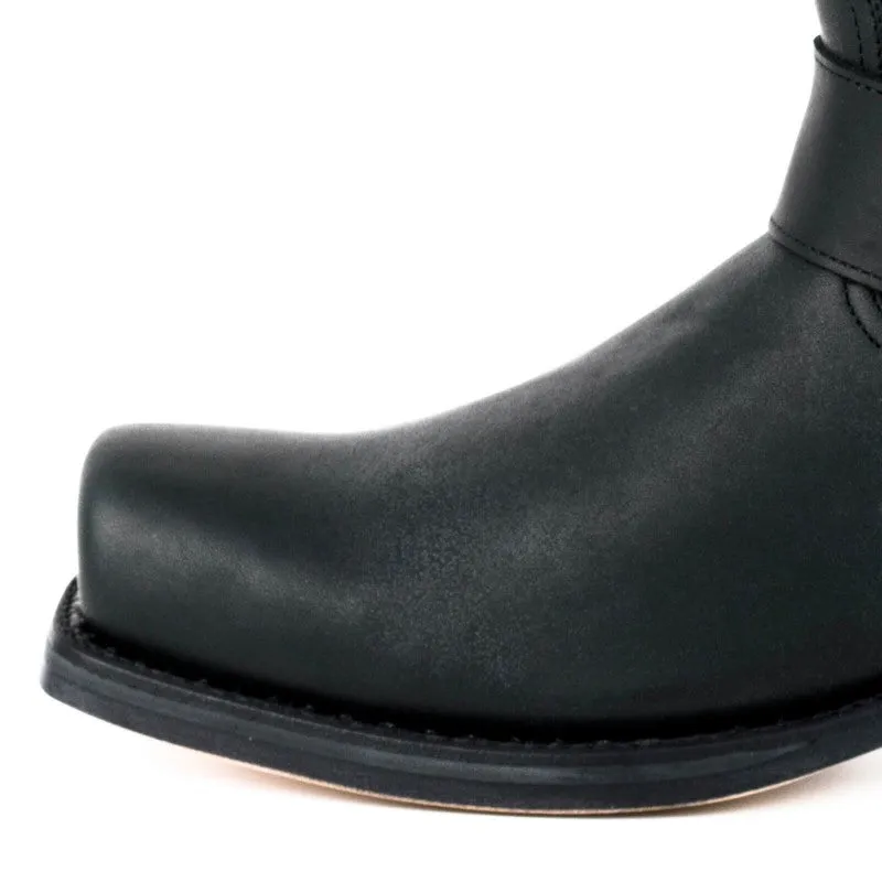 Handmade Black Leather Men's and Women's Biker Boots 01