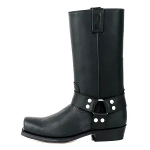 Handmade Black Leather Men's and Women's Biker Boots 01