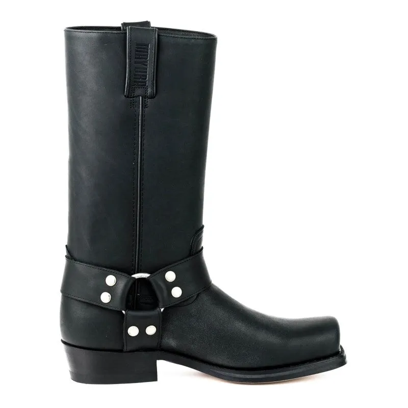 Handmade Black Leather Men's and Women's Biker Boots 01