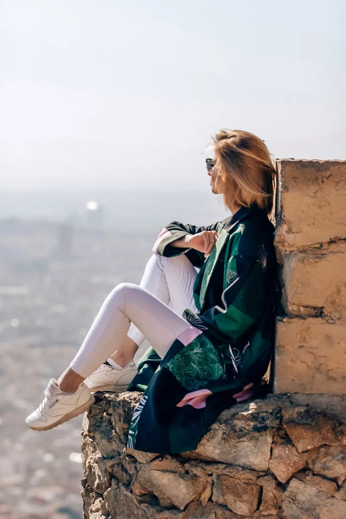 Havana Green patchwork classic coat