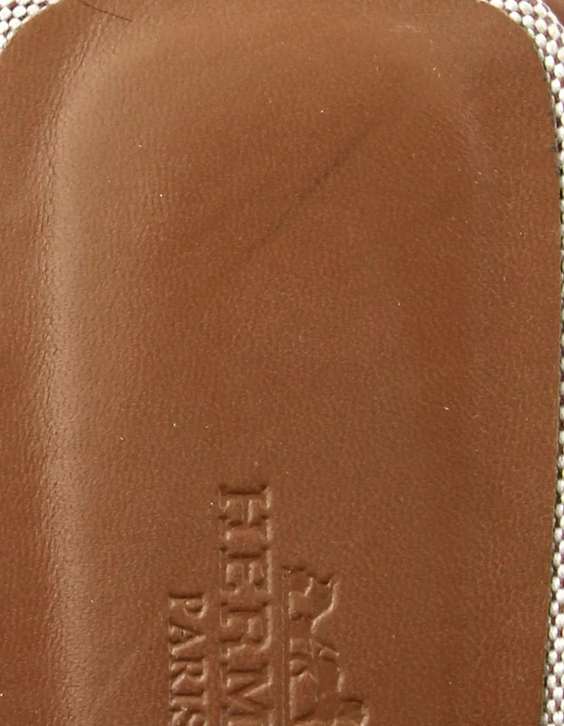 Hermes Noisette/ Beige Toile Oran Sandals sz 39.5