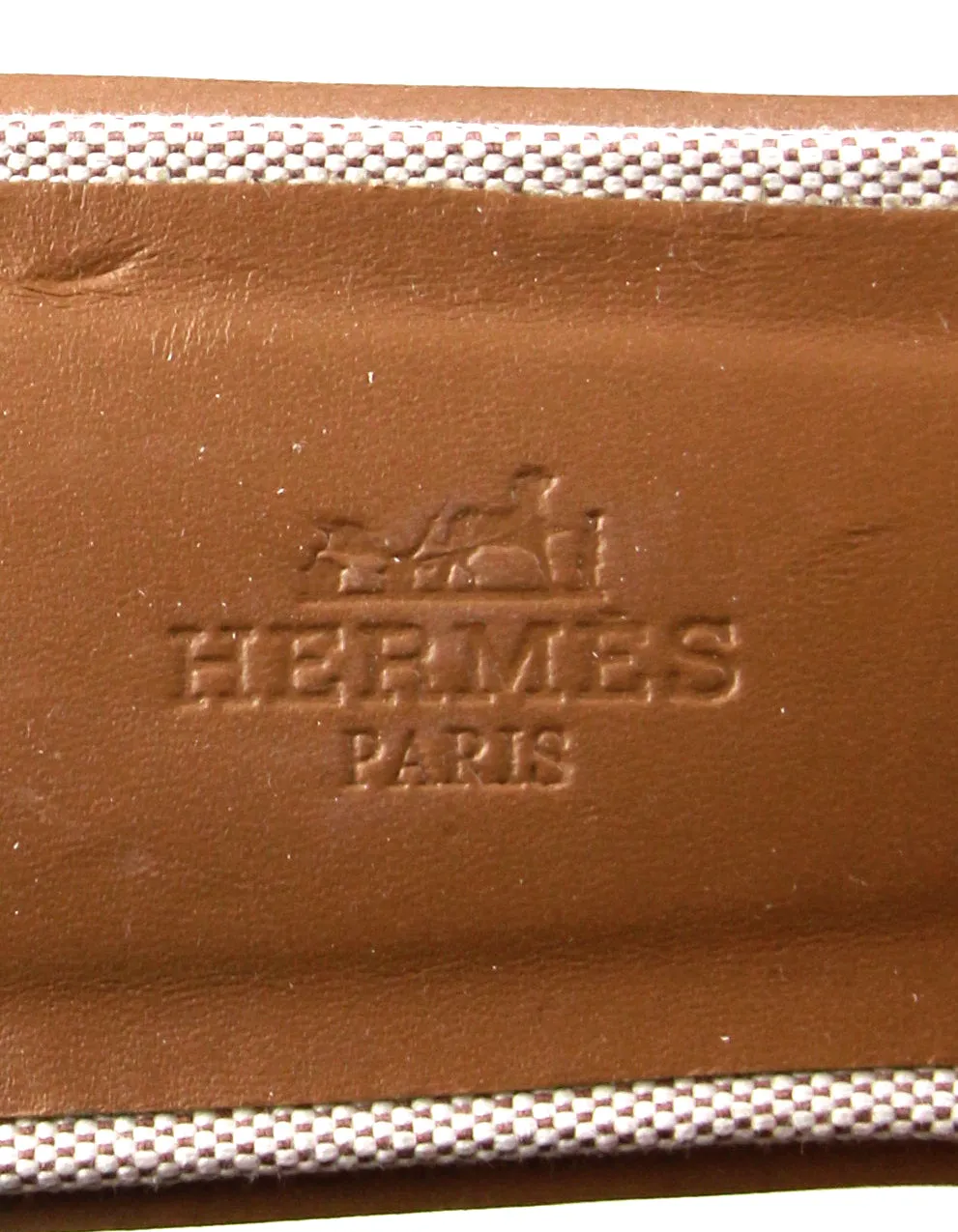 Hermes Noisette/ Beige Toile Oran Sandals sz 39.5