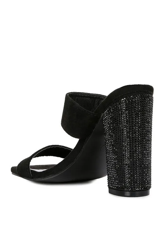 High Sass Rhinestone Embellished Micro Suede Sandals