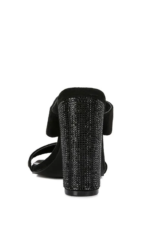 High Sass Rhinestone Embellished Micro Suede Sandals