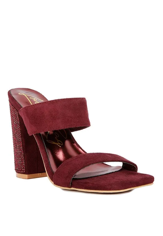 High Sass Rhinestone Embellished Micro Suede Sandals
