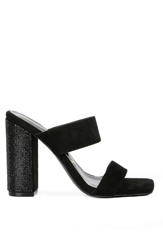 High Sass Rhinestone Embellished Micro Suede Sandals