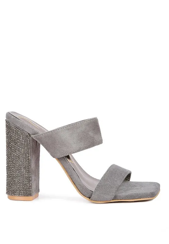 High Sass Rhinestone Embellished Micro Suede Sandals