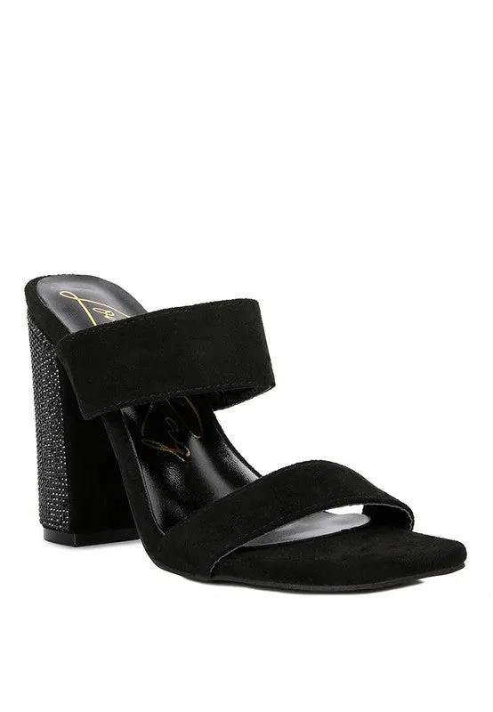 High Sass Rhinestone Embellished Micro Suede Sandals