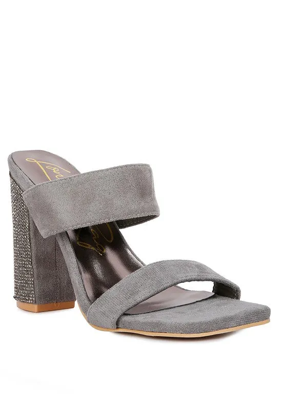 High Sass Rhinestone Embellished Micro Suede Sandals