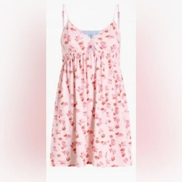 Hill House Womens The Aurora Sleep Dress Pajamas PJs Love Letters Pink Red XS