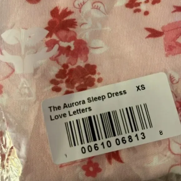 Hill House Womens The Aurora Sleep Dress Pajamas PJs Love Letters Pink Red XS