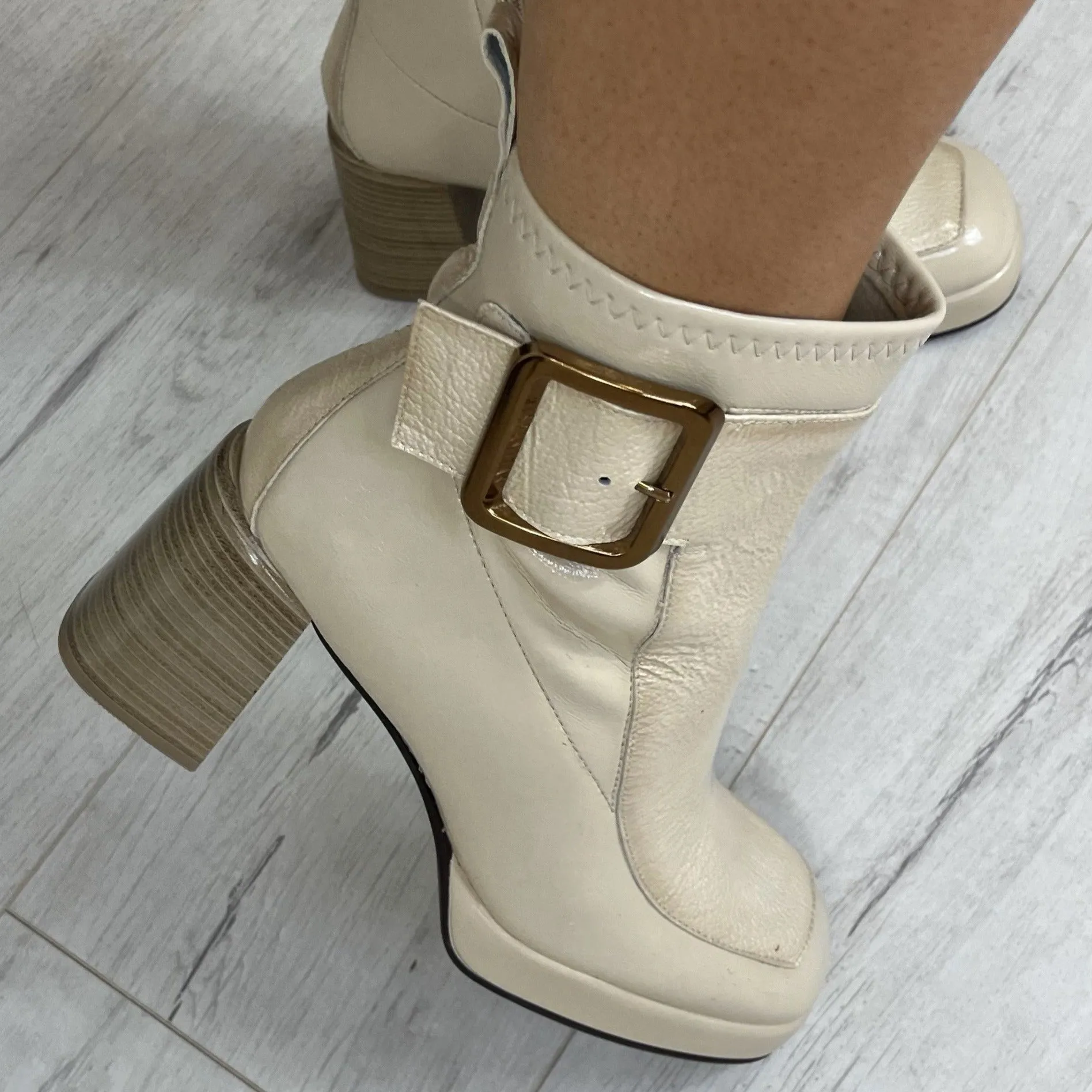 Hispanitas Latte Leather Platform Boots