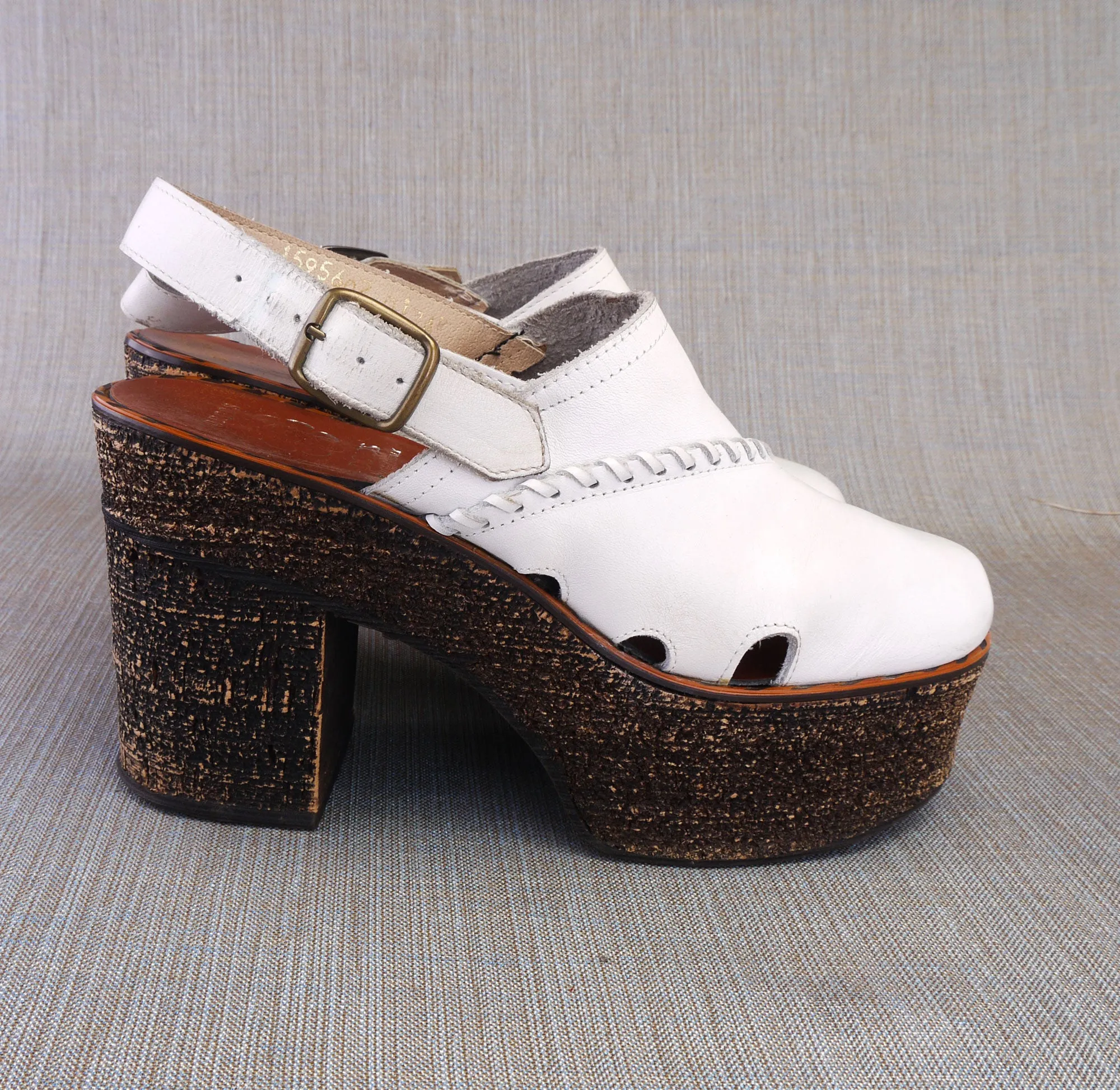 Huge 1970s White Platforms Slingbacks by Dolcis UK 5