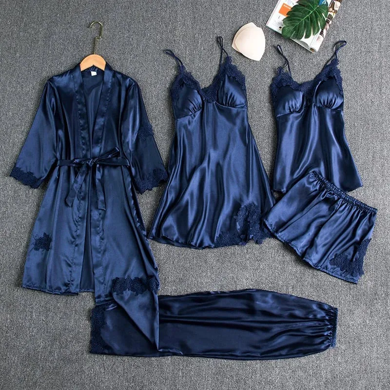 Ice Silk - 5-Piece Nightgown Set