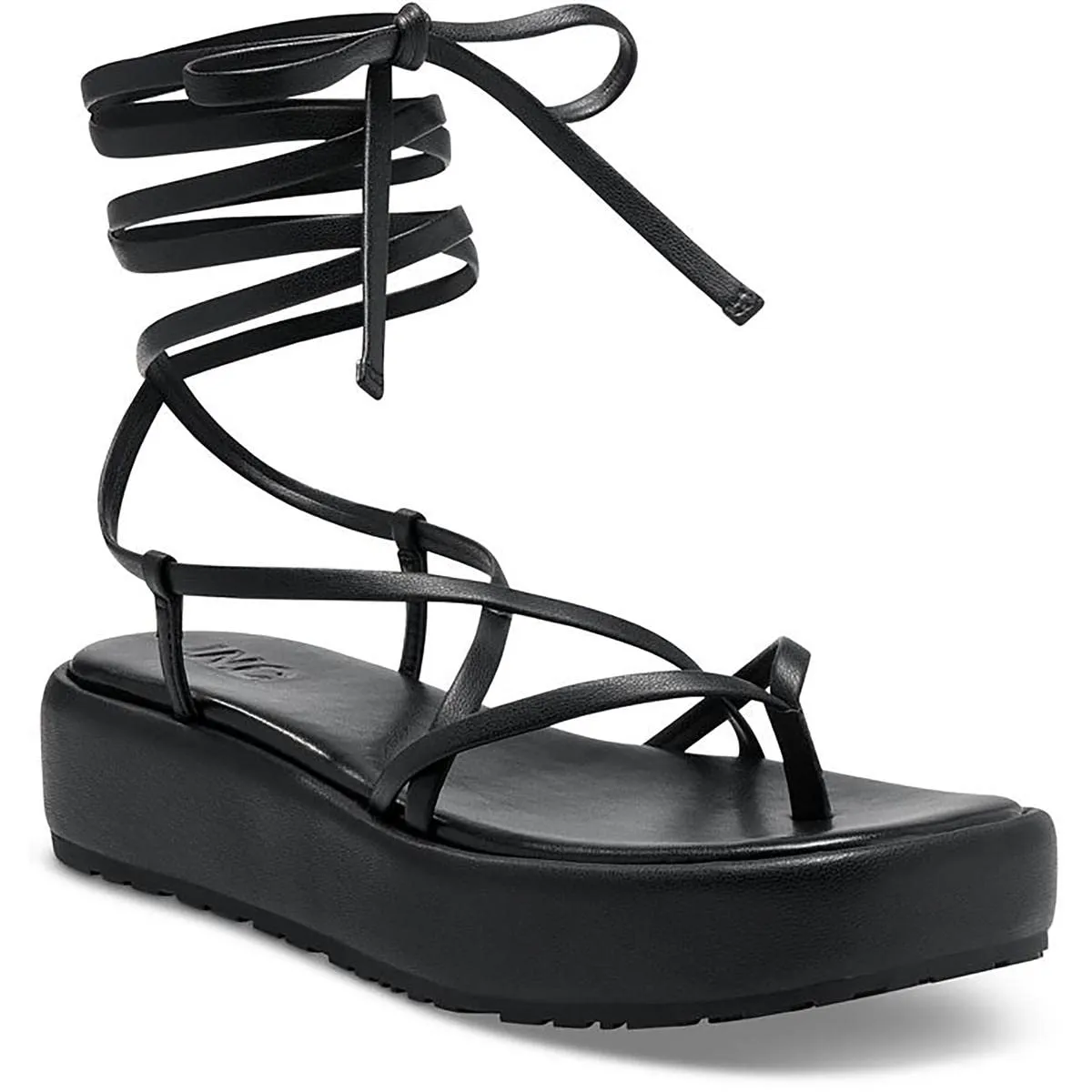 INC Womens Rexile Thong Strappy Flatform Sandals Black 9.5 Medium (B,M)