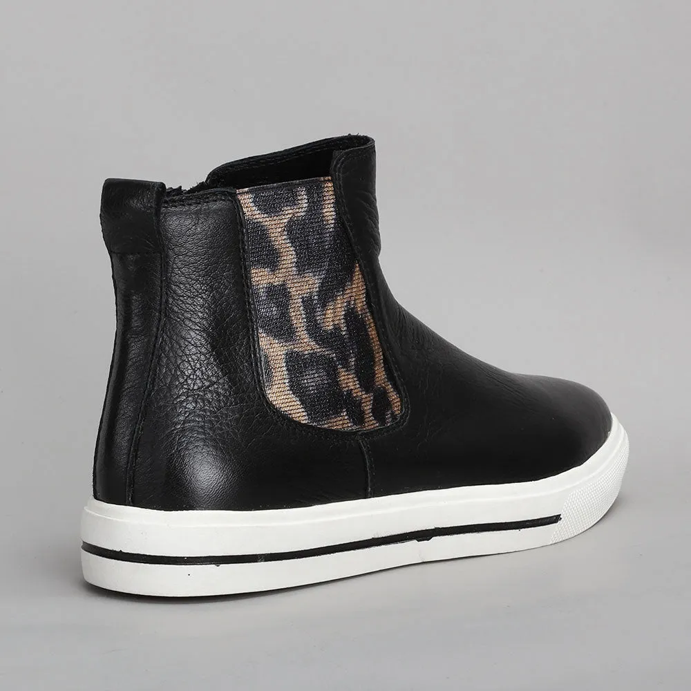 Indira -  Black Leopard Gusset