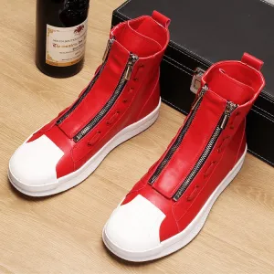 Italian designer men's casual breathable cow leather shoes party nightclub dress flats platform shoe ankle boots sapatos booties