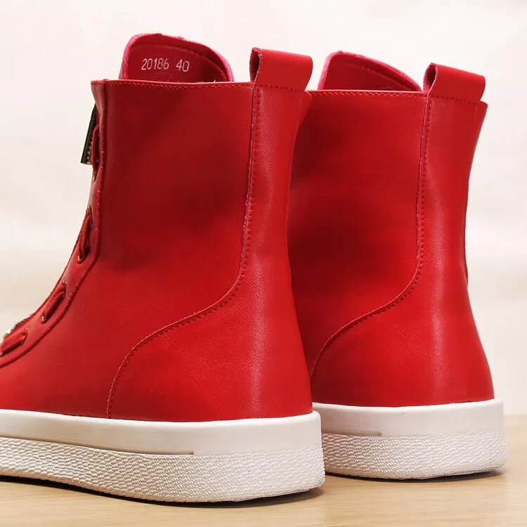 Italian designer men's casual breathable cow leather shoes party nightclub dress flats platform shoe ankle boots sapatos booties