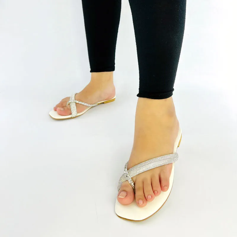 JC Rhinestone Strap Soft Low Heel Sandal #8890 #22