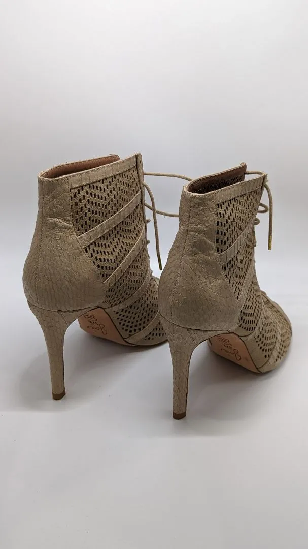 Joie Light Tan Open Toe Lace Up Heels