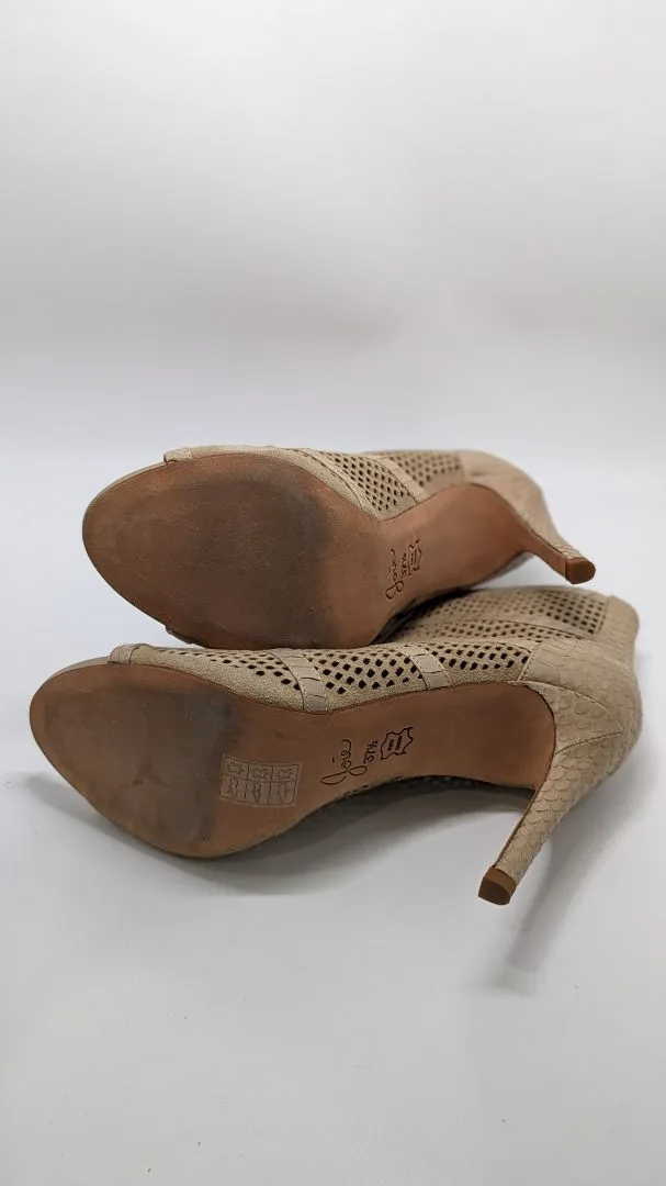 Joie Light Tan Open Toe Lace Up Heels