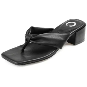 Journee Womens Seelah Low Stacked Heel Flip Flop Dress Sandals