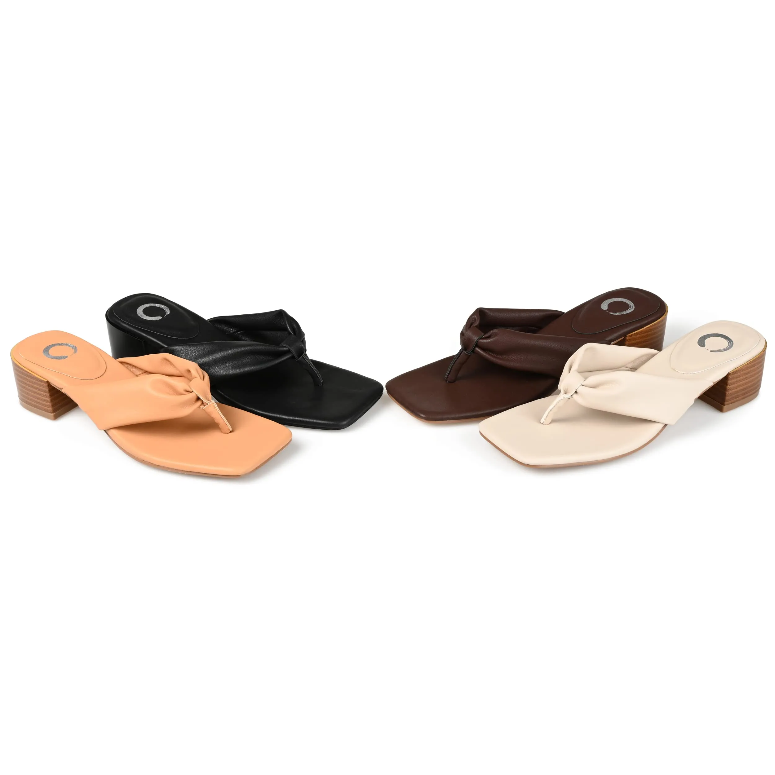 Journee Womens Seelah Low Stacked Heel Flip Flop Dress Sandals