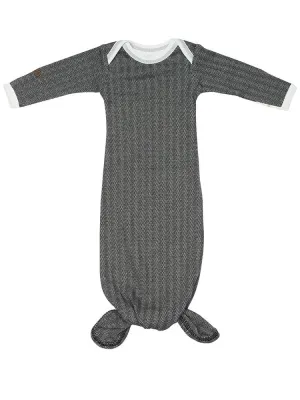 Juddlies - Newborn Organic Knotted Baby Nightgown with Hand Cuffs - Bear Black - Cottage Collection