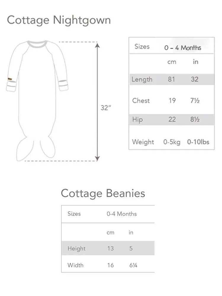 Juddlies - Newborn Organic Knotted Baby Nightgown with Hand Cuffs - Bear Black - Cottage Collection