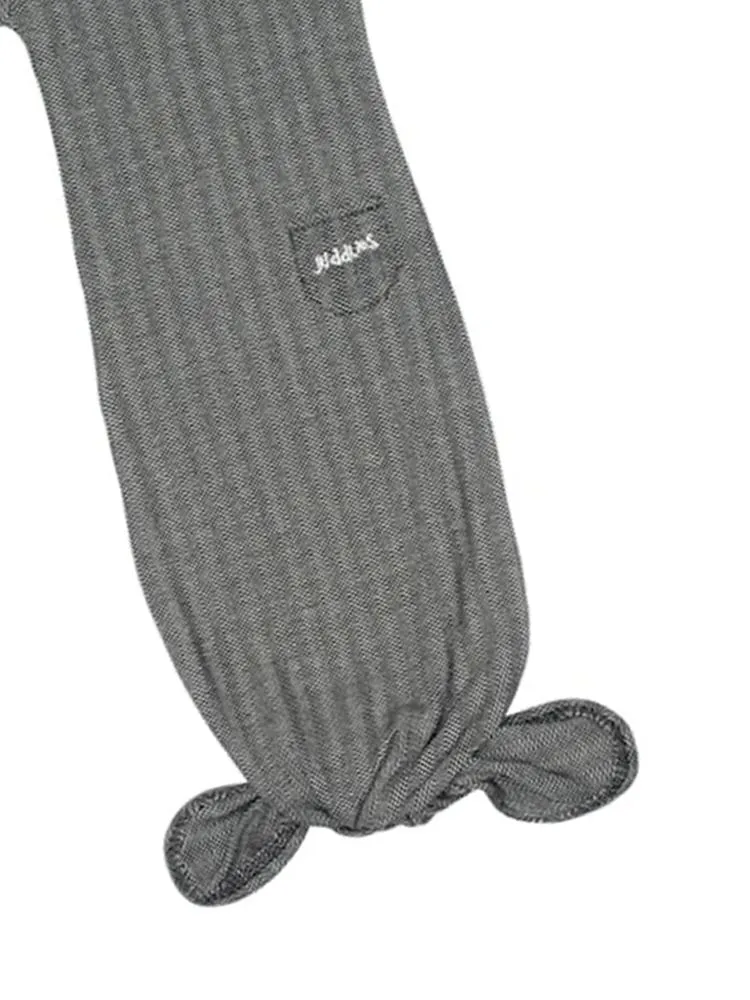 Juddlies - Newborn Organic Knotted Baby Nightgown with Hand Cuffs - Bear Black - Cottage Collection