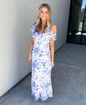 Kayli Back Drape Floral Print Maxi Dress