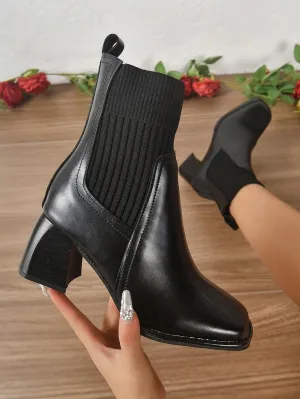Knitted Classic Black Boots - Black